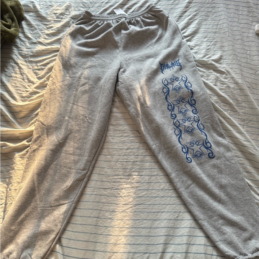 Gray Adult Dallas fleece Sweatpants with Blue Star Design